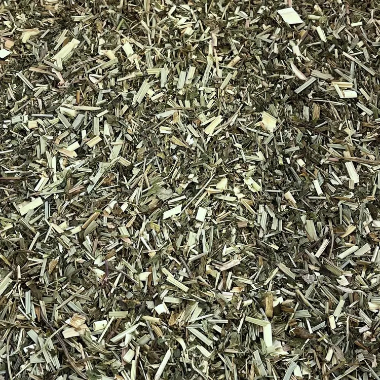 Close up of loose Cleanse tisane showing ingredients